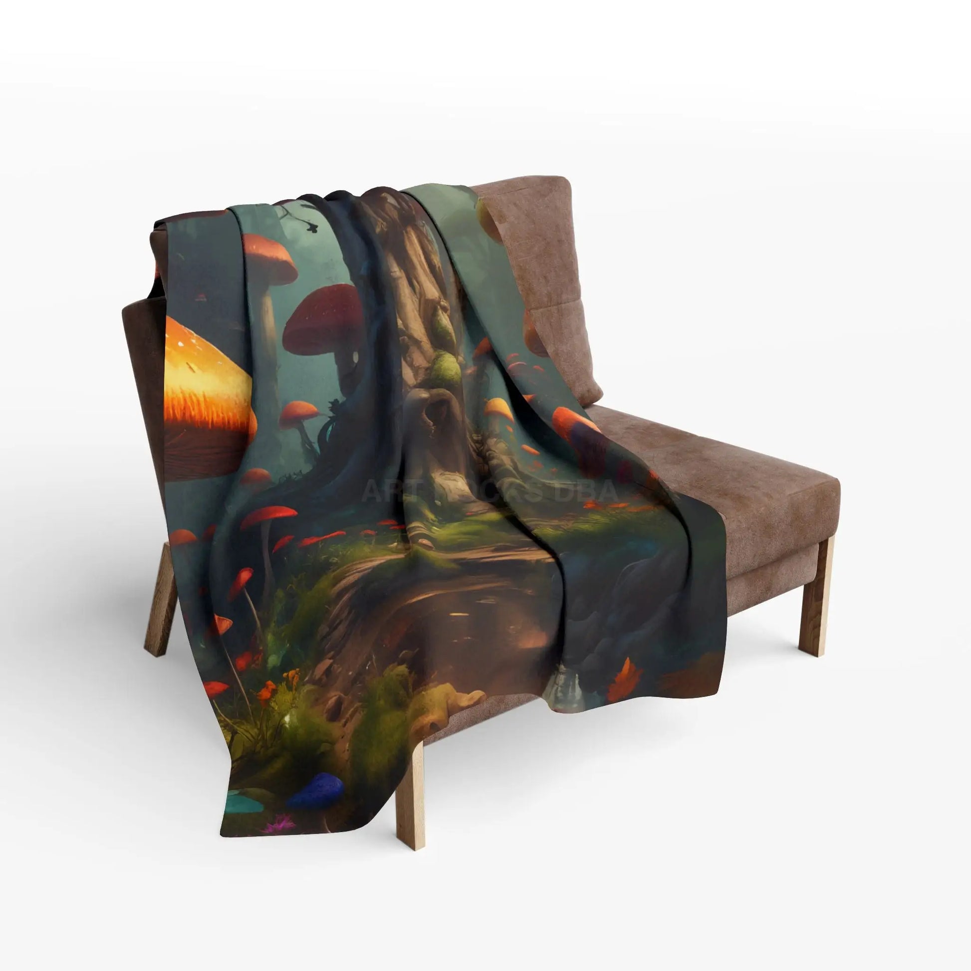 Whimsical Mushroom Fleece Blanket - Cozy Blanket for Home Décor Gift for Nature Lovers Boho Room Accent - Home Decor