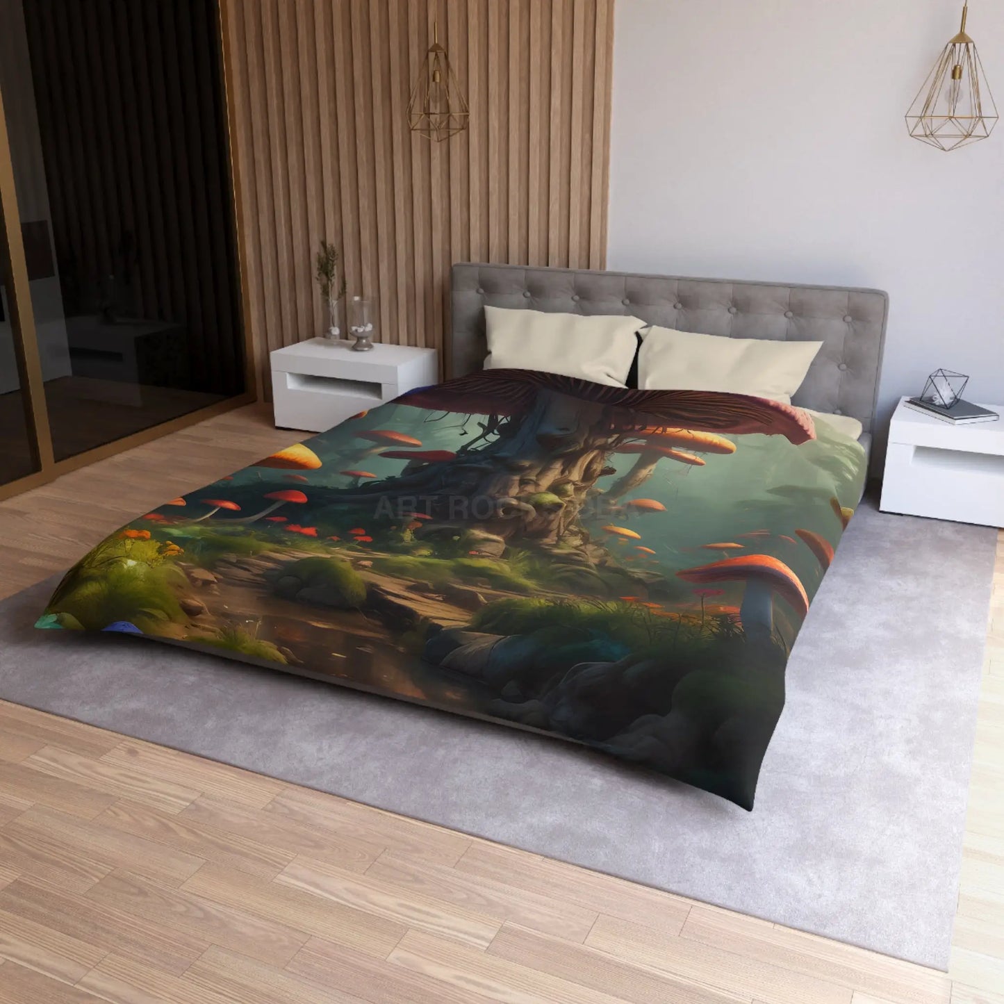 Whimsical Mushroom Microfiber Duvet Cover Cozy Bedroom Decor Forest Theme Bedding Magical Home Gift Nature-Inspired