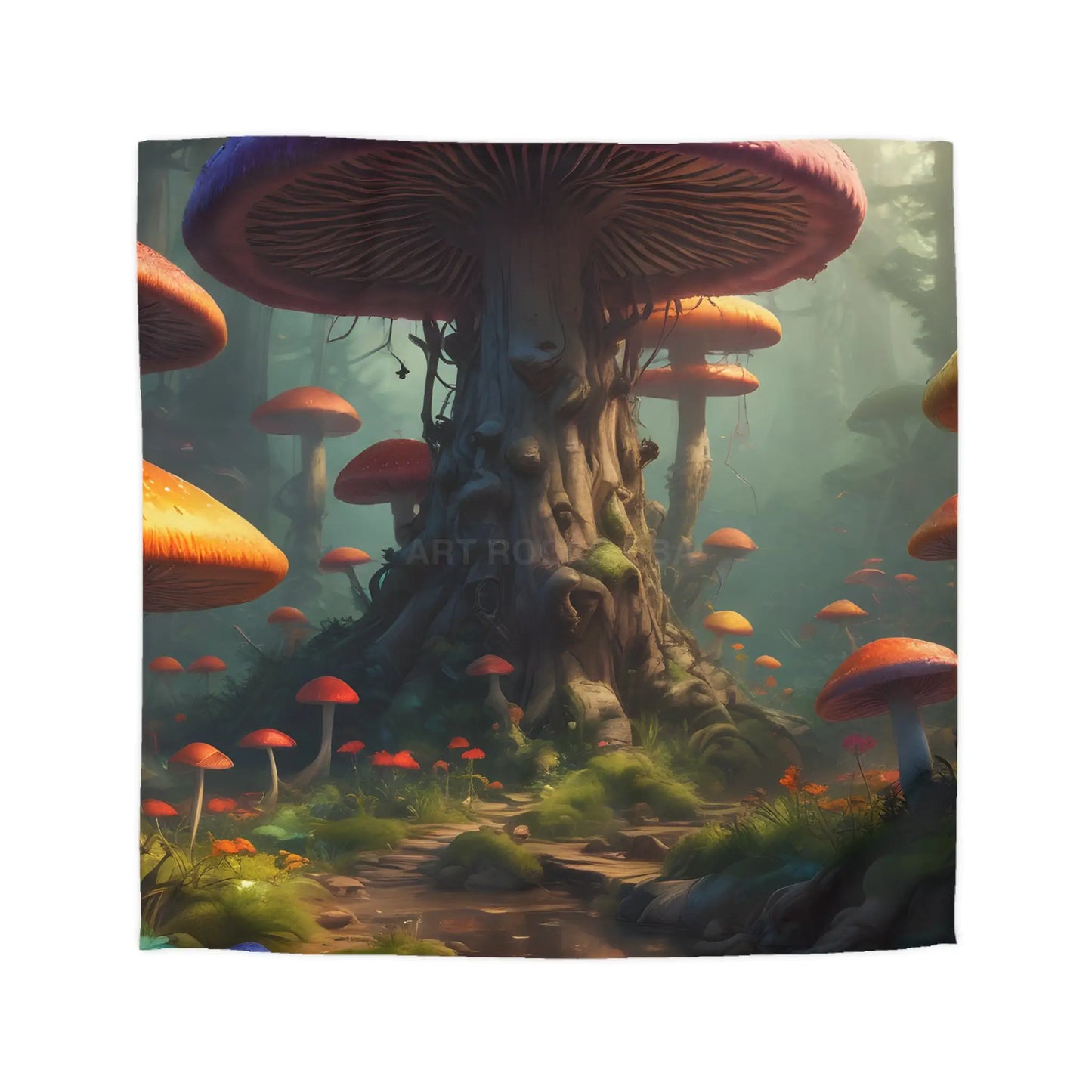 Whimsical Mushroom Microfiber Duvet Cover Cozy Bedroom Decor Forest Theme Bedding Magical Home Gift Nature-Inspired