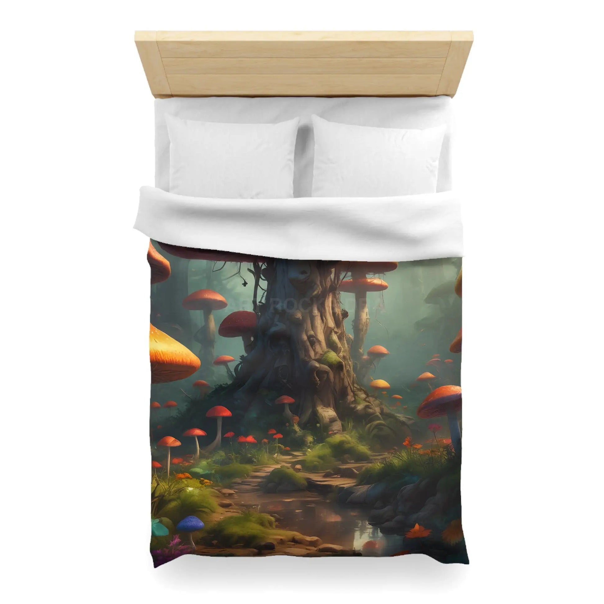 Whimsical Mushroom Microfiber Duvet Cover Cozy Bedroom Decor Forest Theme Bedding Magical Home Gift Nature-Inspired