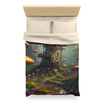 Whimsical Mushroom Microfiber Duvet Cover Cozy Bedroom Decor Forest Theme Bedding Magical Home Gift Nature-Inspired