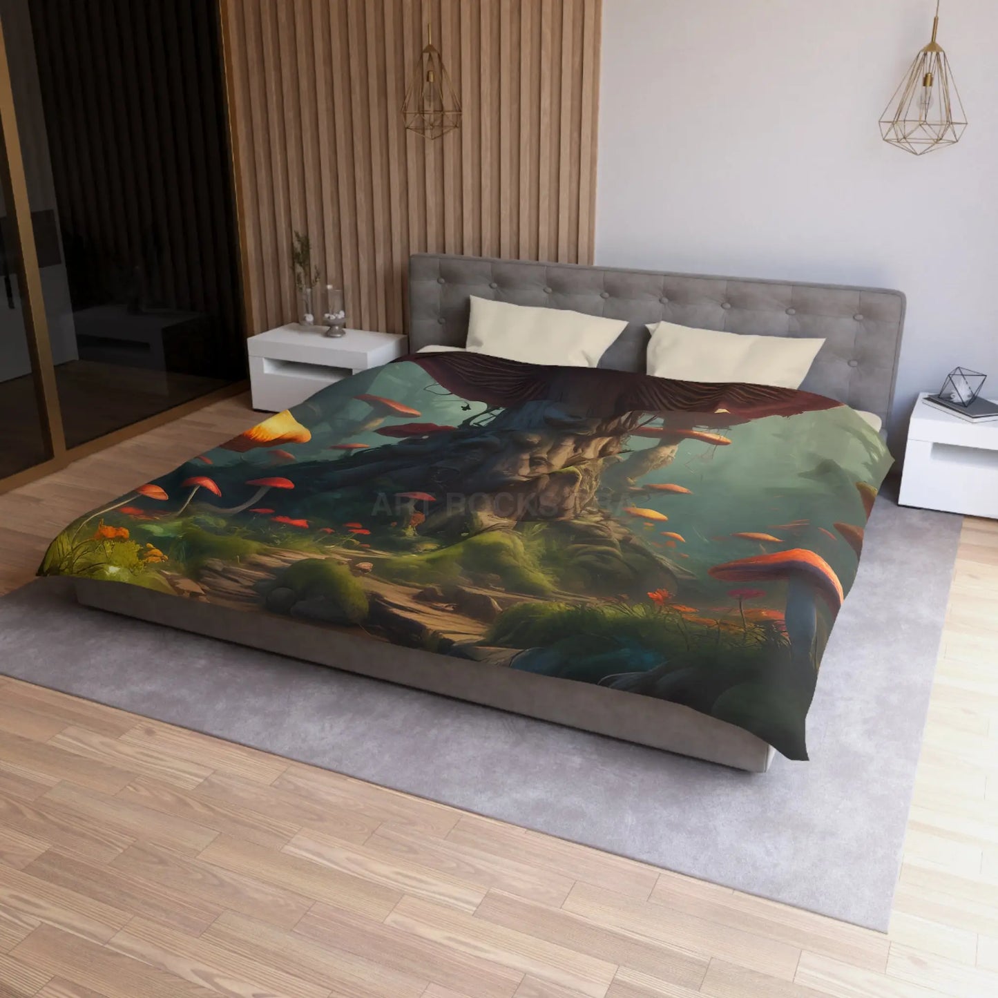 Whimsical Mushroom Microfiber Duvet Cover Cozy Bedroom Decor Forest Theme Bedding Magical Home Gift Nature-Inspired