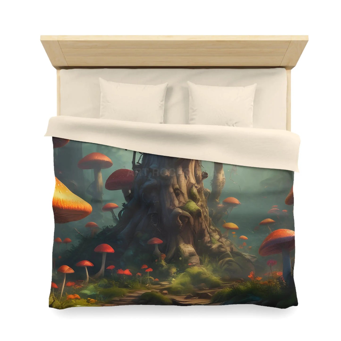 Whimsical Mushroom Microfiber Duvet Cover Cozy Bedroom Decor Forest Theme Bedding Magical Home Gift Nature-Inspired