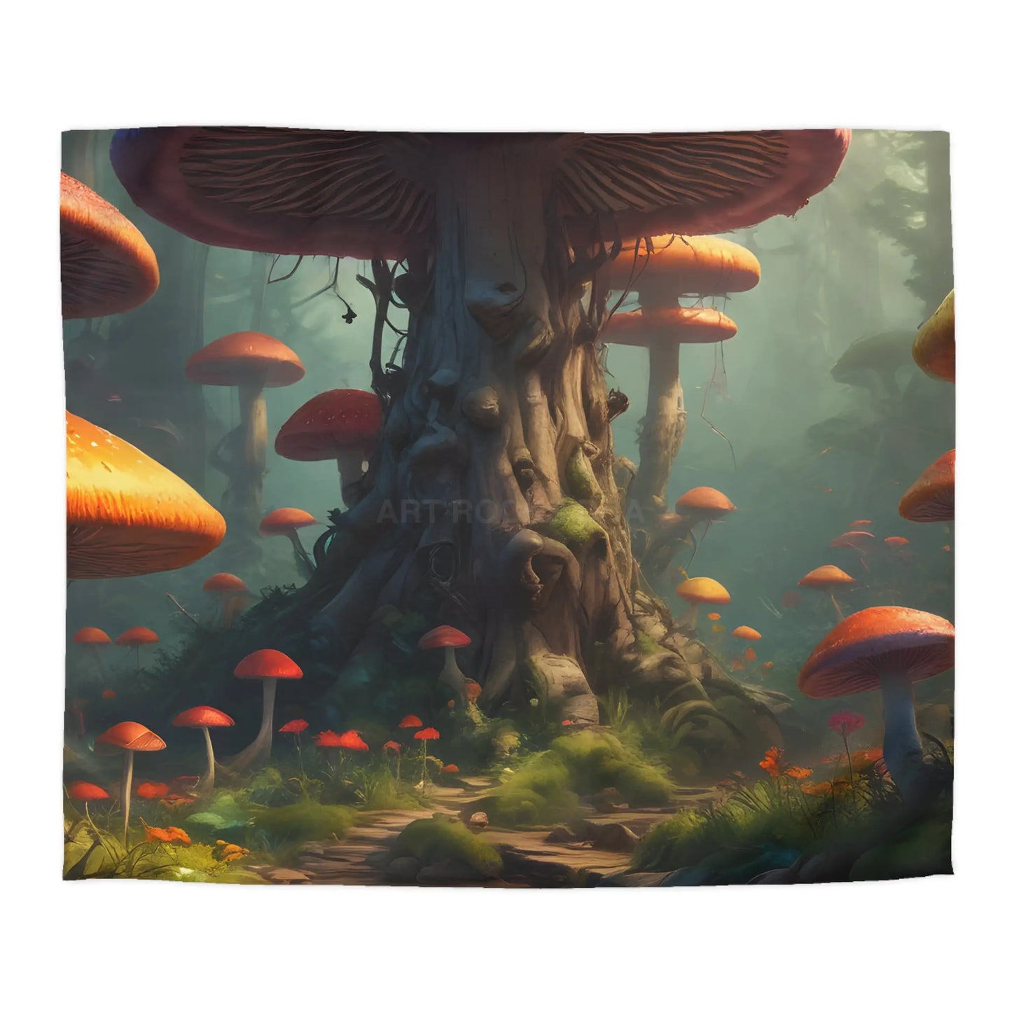 Whimsical Mushroom Microfiber Duvet Cover Cozy Bedroom Decor Forest Theme Bedding Magical Home Gift Nature-Inspired