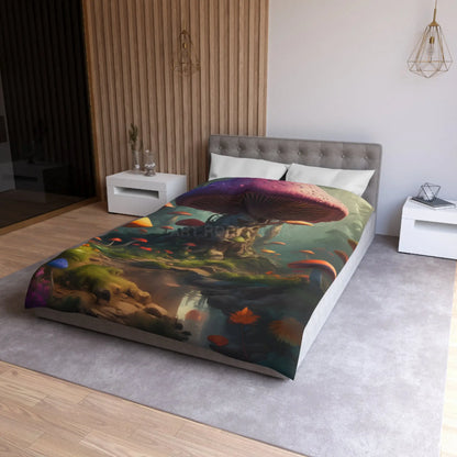 Whimsical Mushroom Microfiber Duvet Cover Cozy Bedroom Decor Forest Theme Bedding Magical Home Gift Nature-Inspired