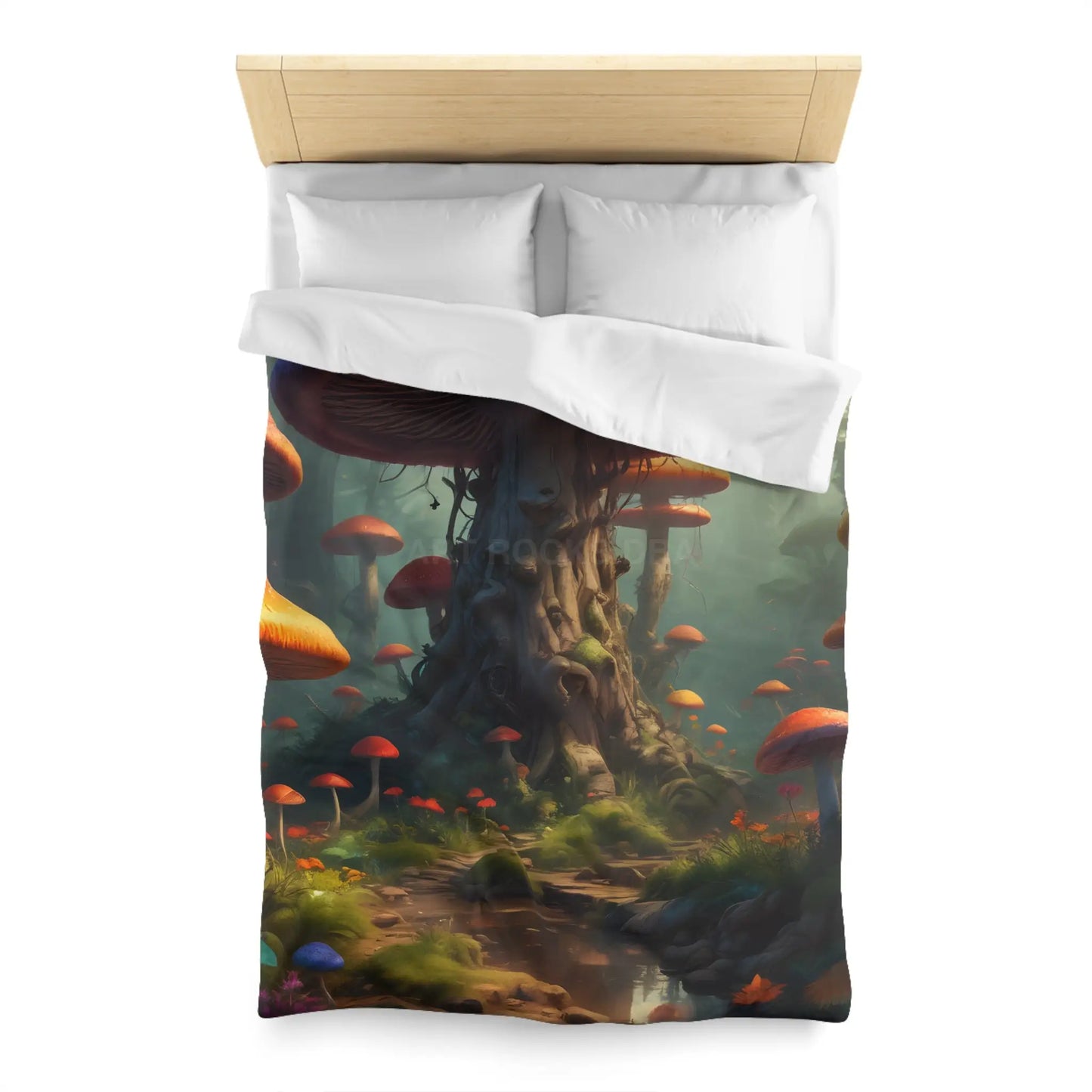 Whimsical Mushroom Microfiber Duvet Cover Cozy Bedroom Decor Forest Theme Bedding Magical Home Gift Nature-Inspired