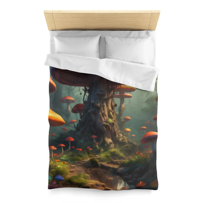 Whimsical Mushroom Microfiber Duvet Cover Cozy Bedroom Decor Forest Theme Bedding Magical Home Gift Nature-Inspired