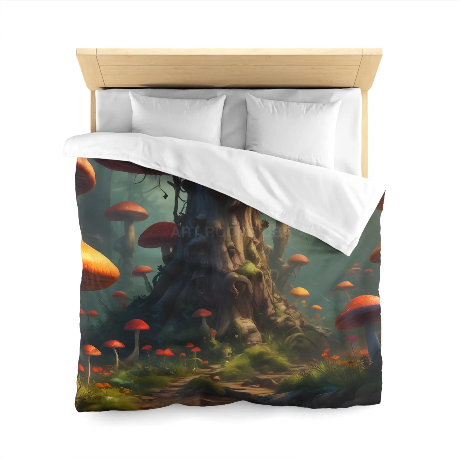 Whimsical Mushroom Microfiber Duvet Cover Cozy Bedroom Decor Forest Theme Bedding Magical Home Gift Nature-Inspired