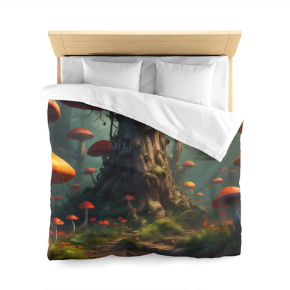 Whimsical Mushroom Microfiber Duvet Cover Cozy Bedroom Decor Forest Theme Bedding Magical Home Gift Nature-Inspired