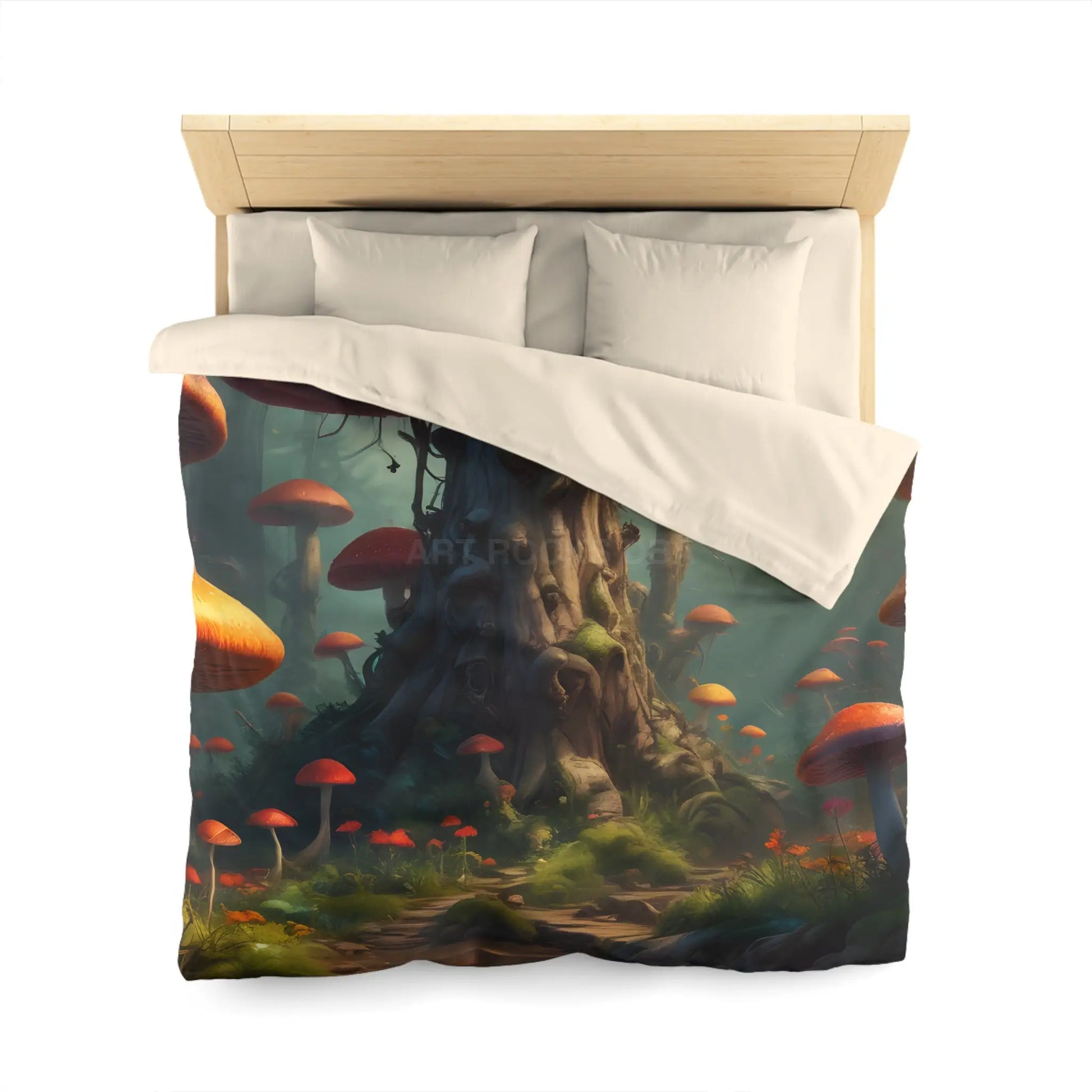 Whimsical Mushroom Microfiber Duvet Cover Cozy Bedroom Decor Forest Theme Bedding Magical Home Gift Nature-Inspired