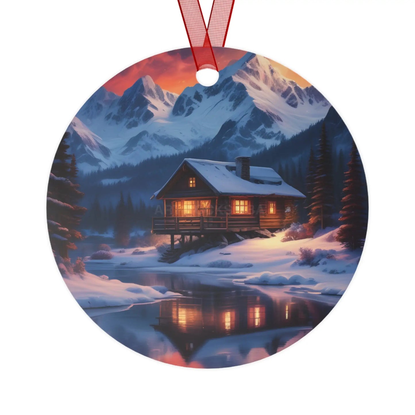 Winter Cabin Bell Ornament — Metal Holiday Christmas Tree Decoration - Home Decor