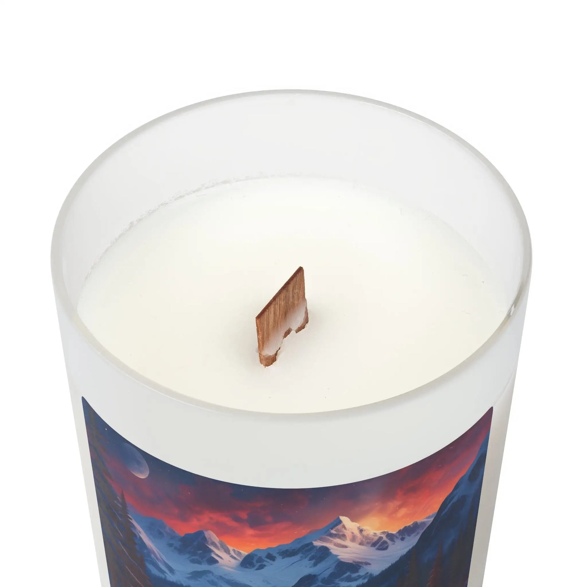 Winter Cabin Frosted Glass Candle — 11oz Cozy Mountain Scenery Candle - Home Decor