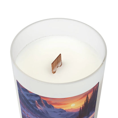 Winter Cabin Scented Candle — Frosted Glass 11oz (Cozy Mountain Sunset) - Home Decor
