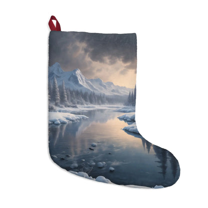 Winter Lake Christmas Stocking — Scenic Snowy Mountain Holiday Decor - One size - Home Decor