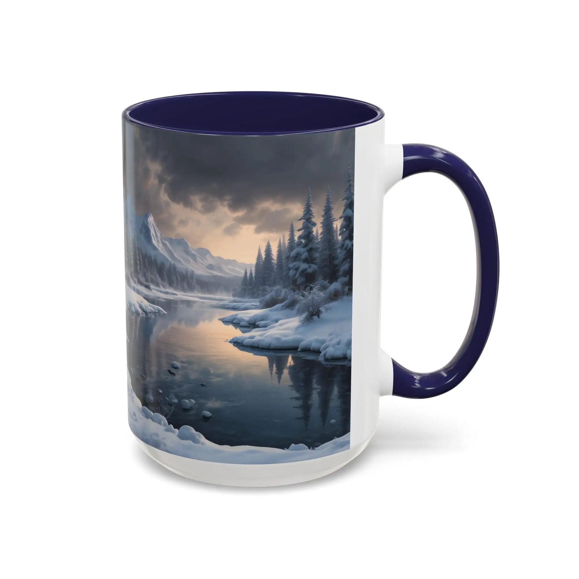 Winter Lake Coffee Mug – Snowy Mountain Landscape Accent Mug - Mug