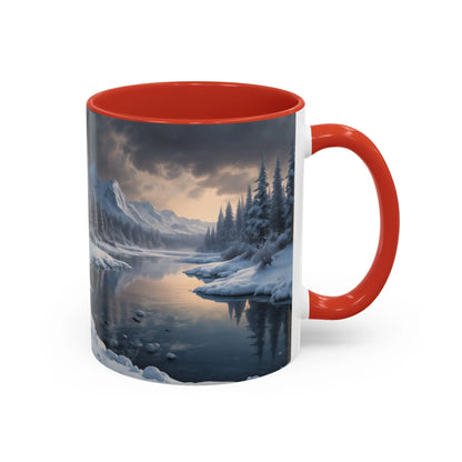 Winter Lake Coffee Mug – Snowy Mountain Landscape Accent Mug - Mug