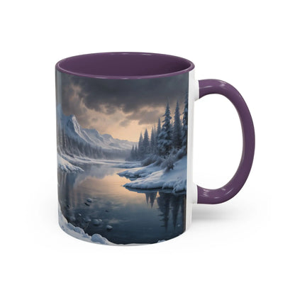 Winter Lake Coffee Mug – Snowy Mountain Landscape Accent Mug - Mug