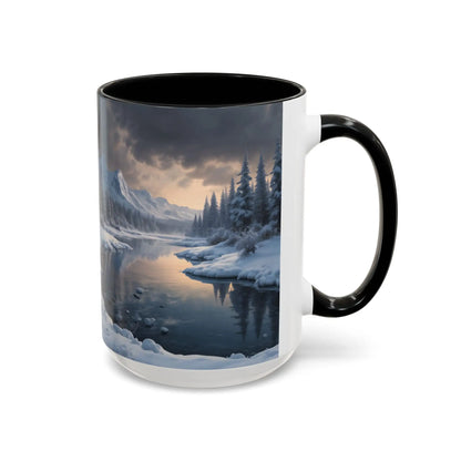 Winter Lake Coffee Mug – Snowy Mountain Landscape Accent Mug - Mug
