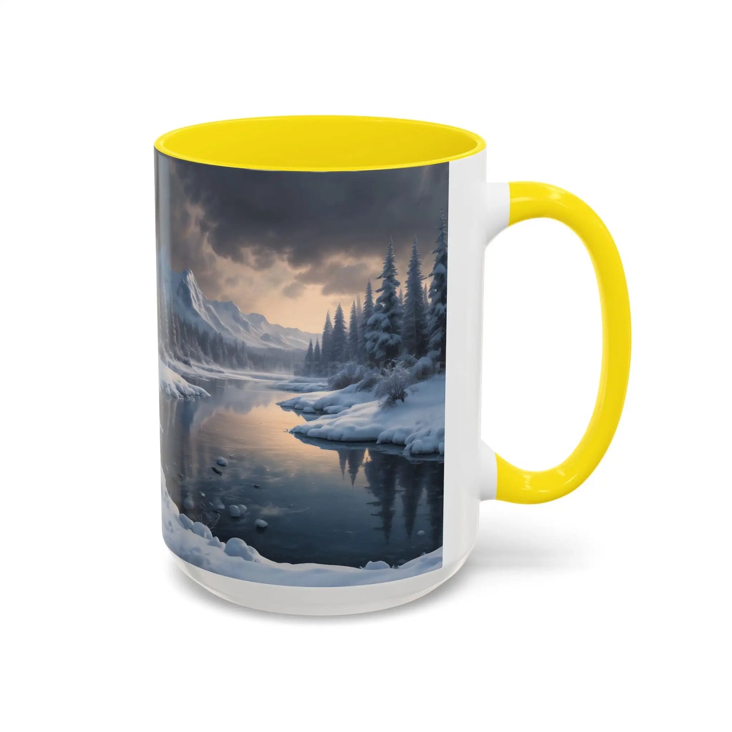 Winter Lake Coffee Mug – Snowy Mountain Landscape Accent Mug - Mug