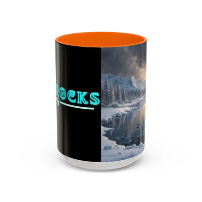 Winter Lake Coffee Mug – Snowy Mountain Landscape Accent Mug - Mug