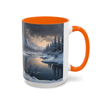 Winter Lake Coffee Mug – Snowy Mountain Landscape Accent Mug - Mug