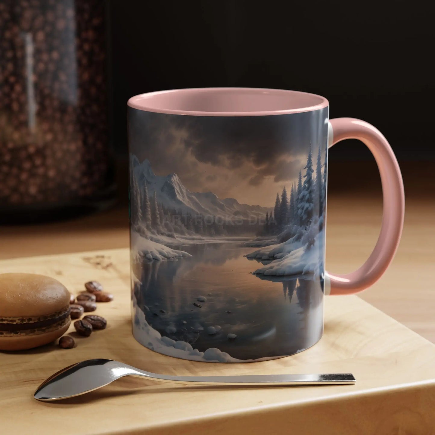 Winter Lake Coffee Mug – Snowy Mountain Landscape Accent Mug - Mug
