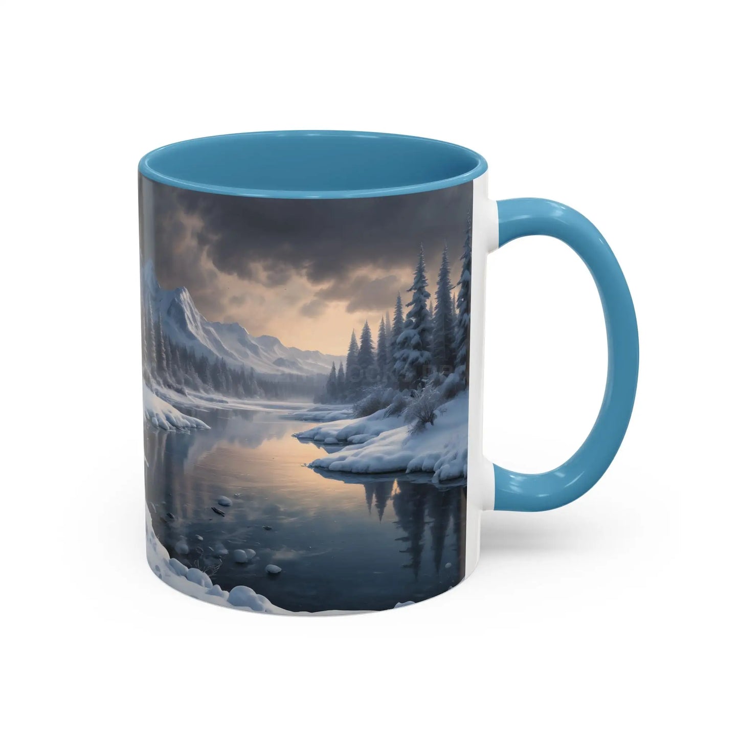 Winter Lake Coffee Mug – Snowy Mountain Landscape Accent Mug - Mug