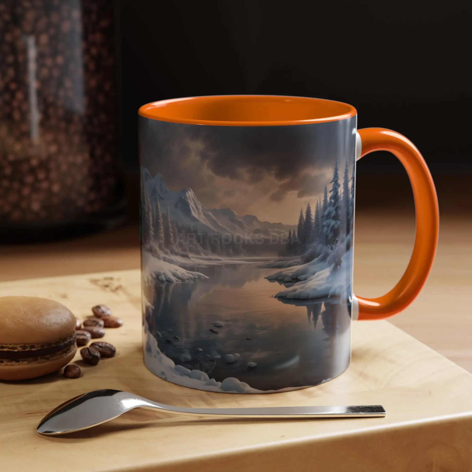 Winter Lake Coffee Mug – Snowy Mountain Landscape Accent Mug - Mug