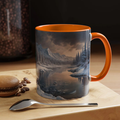 Winter Lake Coffee Mug – Snowy Mountain Landscape Accent Mug - Mug