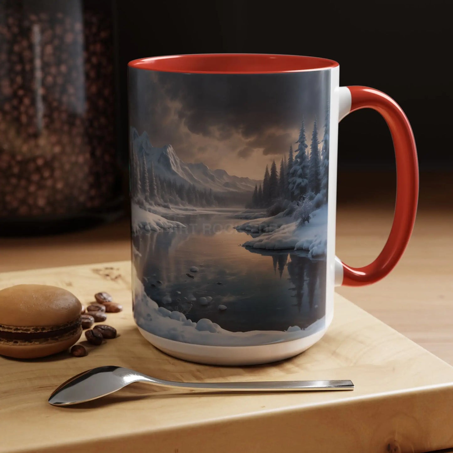 Winter Lake Coffee Mug – Snowy Mountain Landscape Accent Mug - Mug
