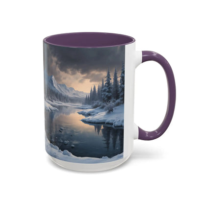 Winter Lake Coffee Mug – Snowy Mountain Landscape Accent Mug - Mug