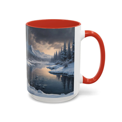 Winter Lake Coffee Mug – Snowy Mountain Landscape Accent Mug - Mug