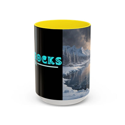 Winter Lake Coffee Mug – Snowy Mountain Landscape Accent Mug - Mug