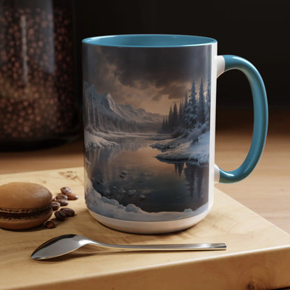 Winter Lake Coffee Mug – Snowy Mountain Landscape Accent Mug - Mug