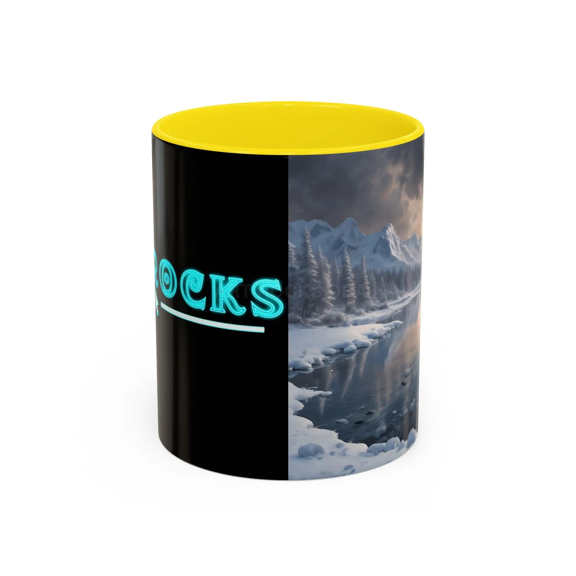 Winter Lake Coffee Mug – Snowy Mountain Landscape Accent Mug - Mug