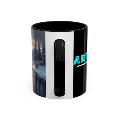 Winter Lake Coffee Mug – Snowy Mountain Landscape Accent Mug - Mug