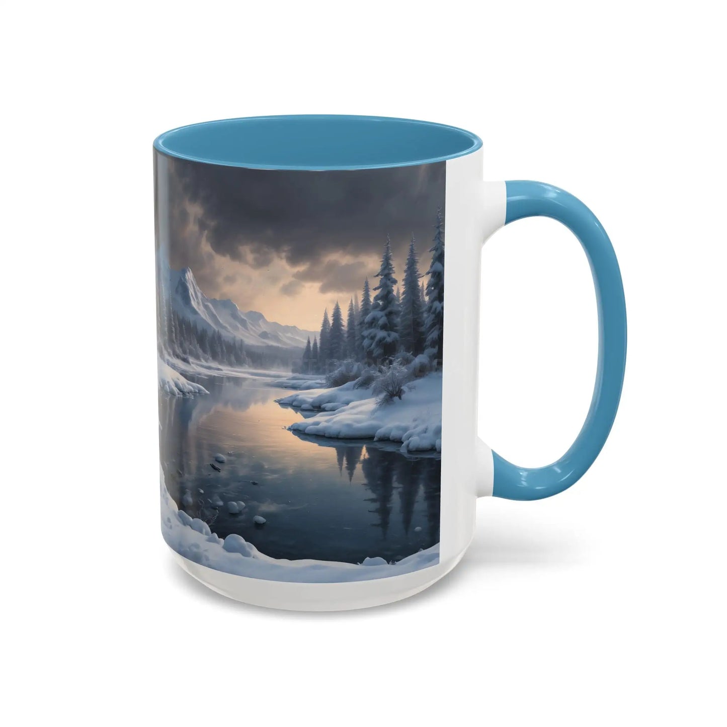 Winter Lake Coffee Mug – Snowy Mountain Landscape Accent Mug - Mug