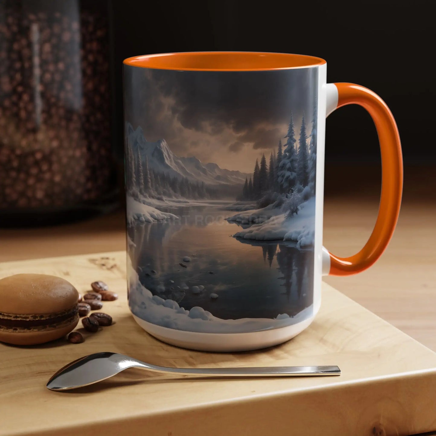 Winter Lake Coffee Mug – Snowy Mountain Landscape Accent Mug - Mug