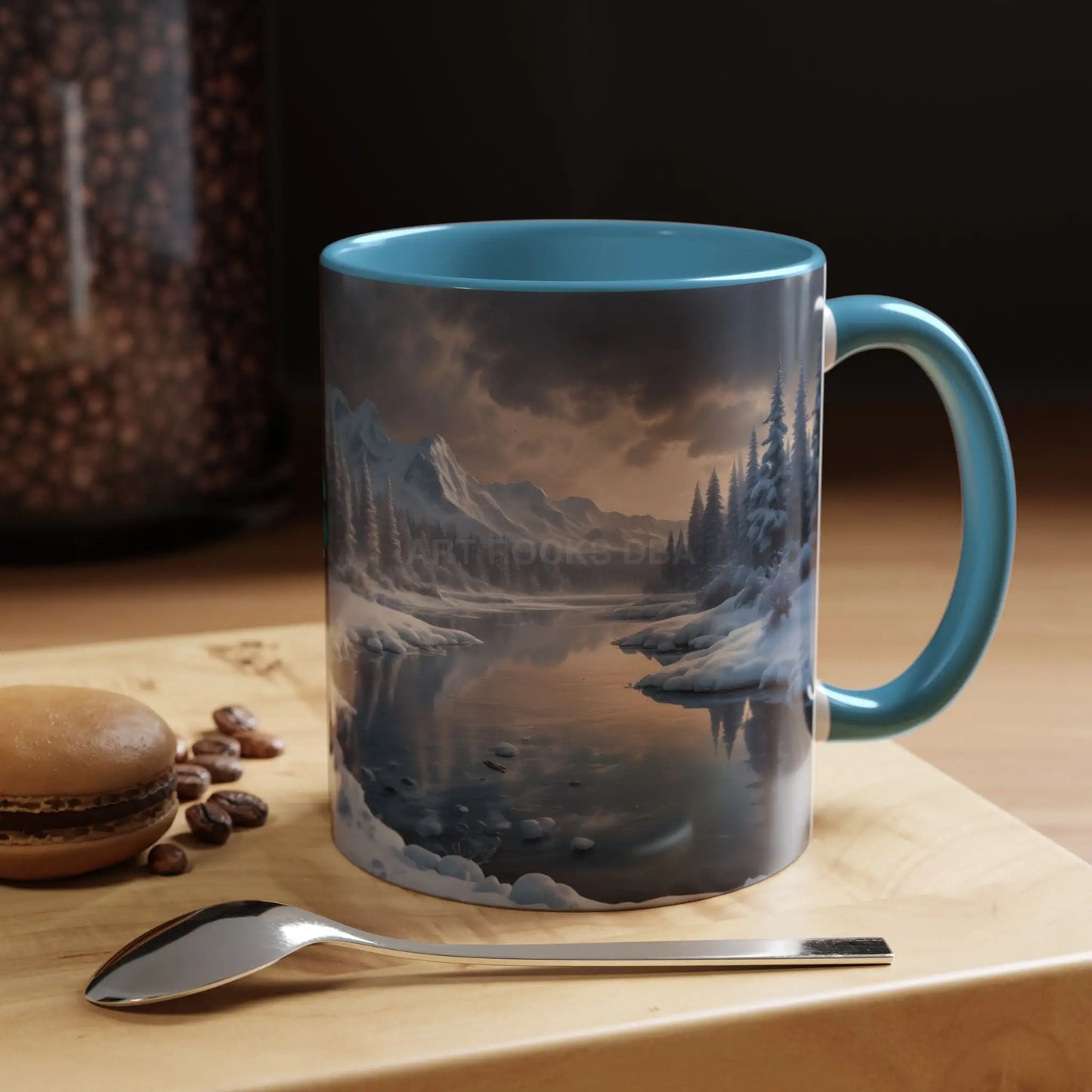 Winter Lake Coffee Mug – Snowy Mountain Landscape Accent Mug - Mug