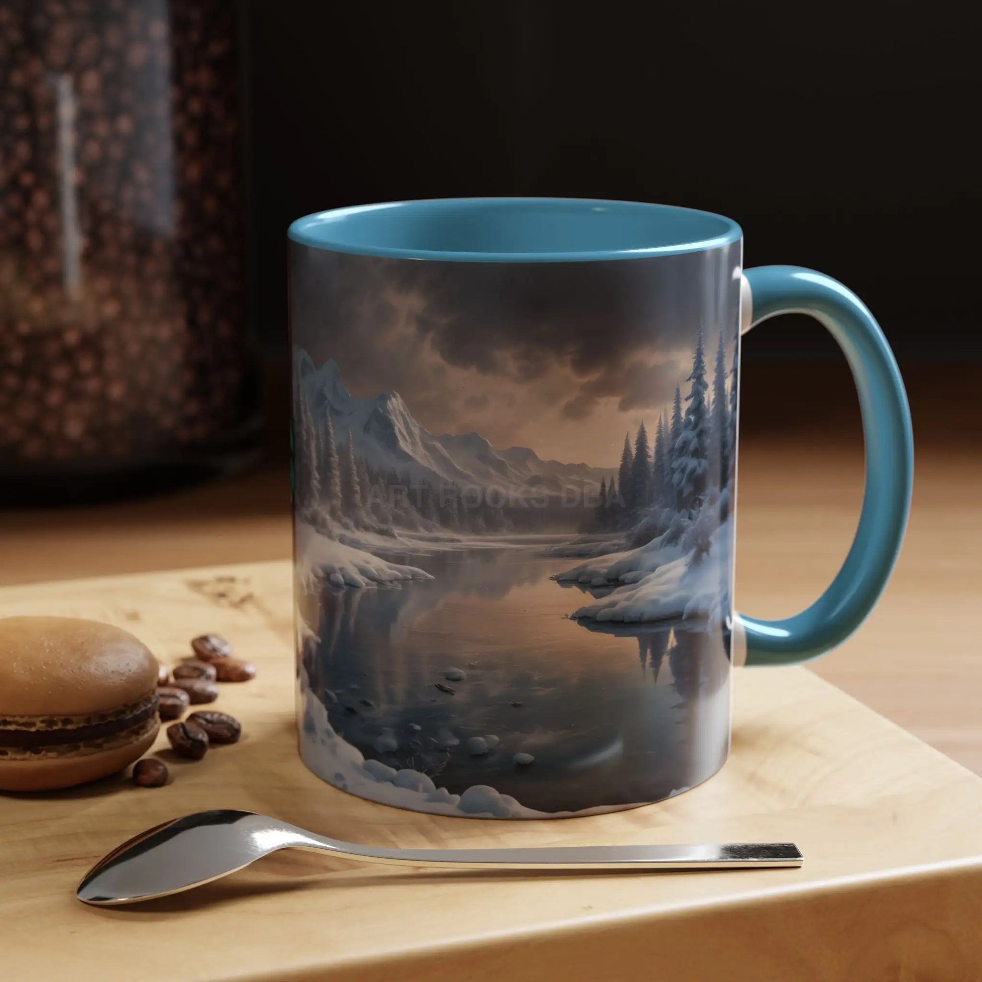 Winter Lake Coffee Mug – Snowy Mountain Landscape Accent Mug - Mug