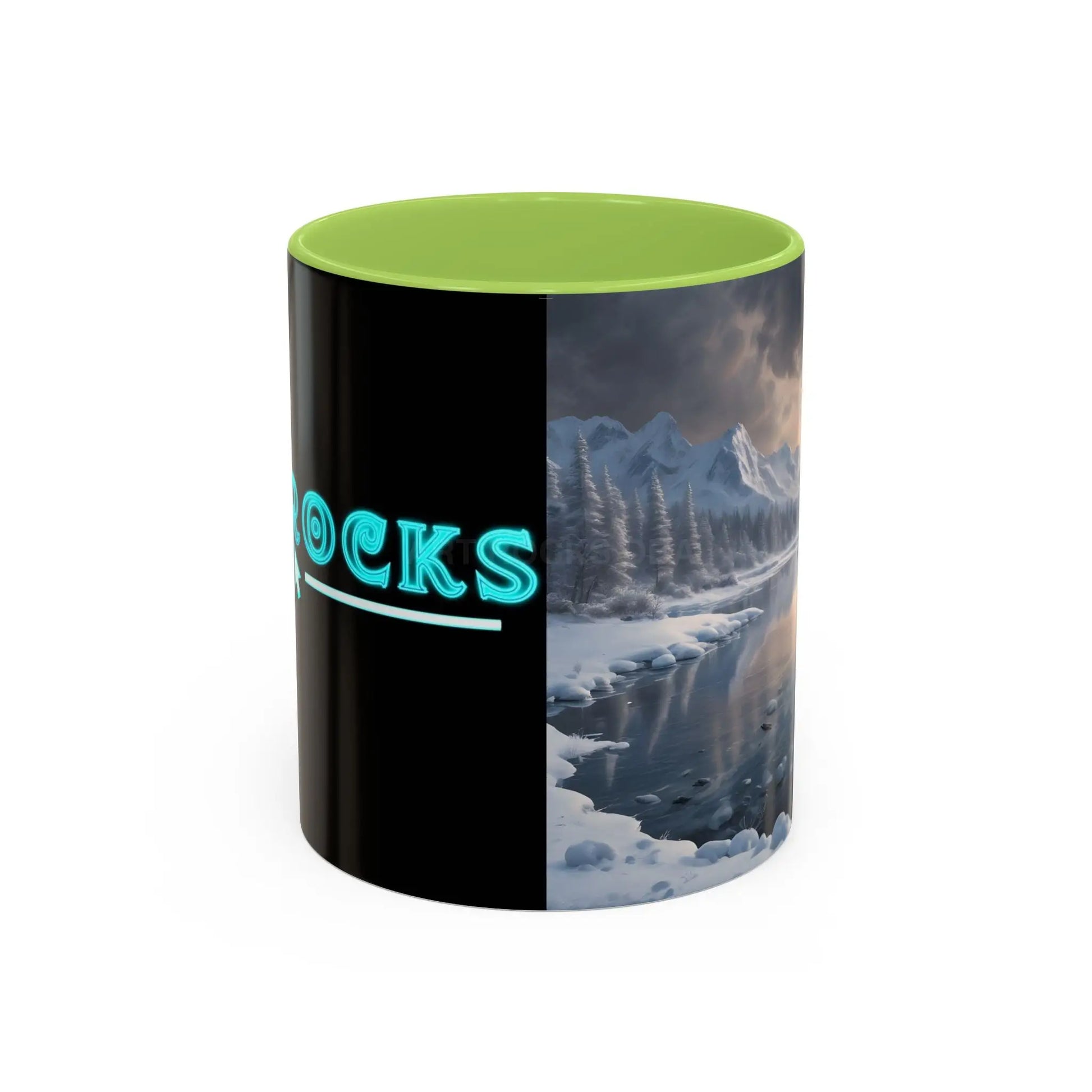Winter Lake Coffee Mug – Snowy Mountain Landscape Accent Mug - Mug
