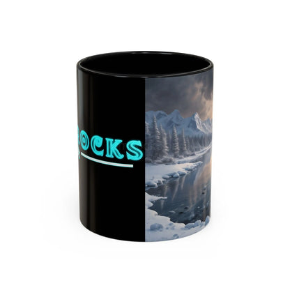 Winter Lake Coffee Mug – Snowy Mountain Landscape Accent Mug - Mug