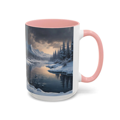 Winter Lake Coffee Mug – Snowy Mountain Landscape Accent Mug - Mug