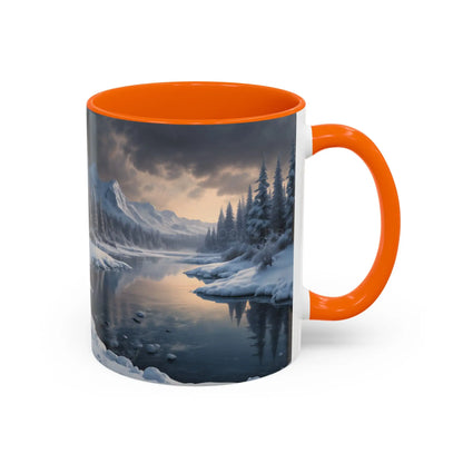 Winter Lake Coffee Mug – Snowy Mountain Landscape Accent Mug - Mug