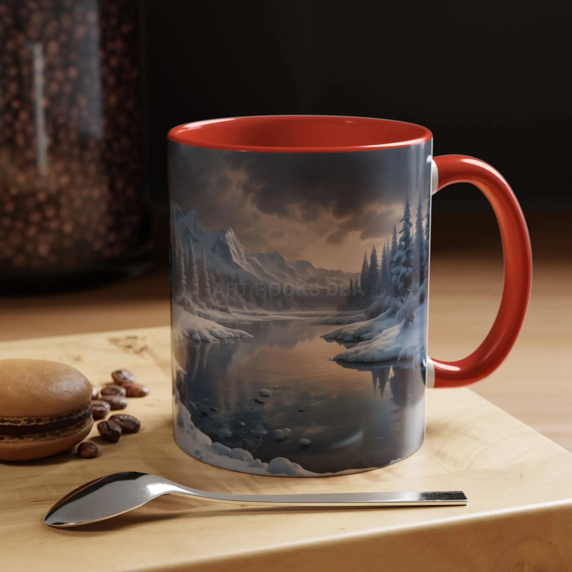 Winter Lake Coffee Mug – Snowy Mountain Landscape Accent Mug - Mug