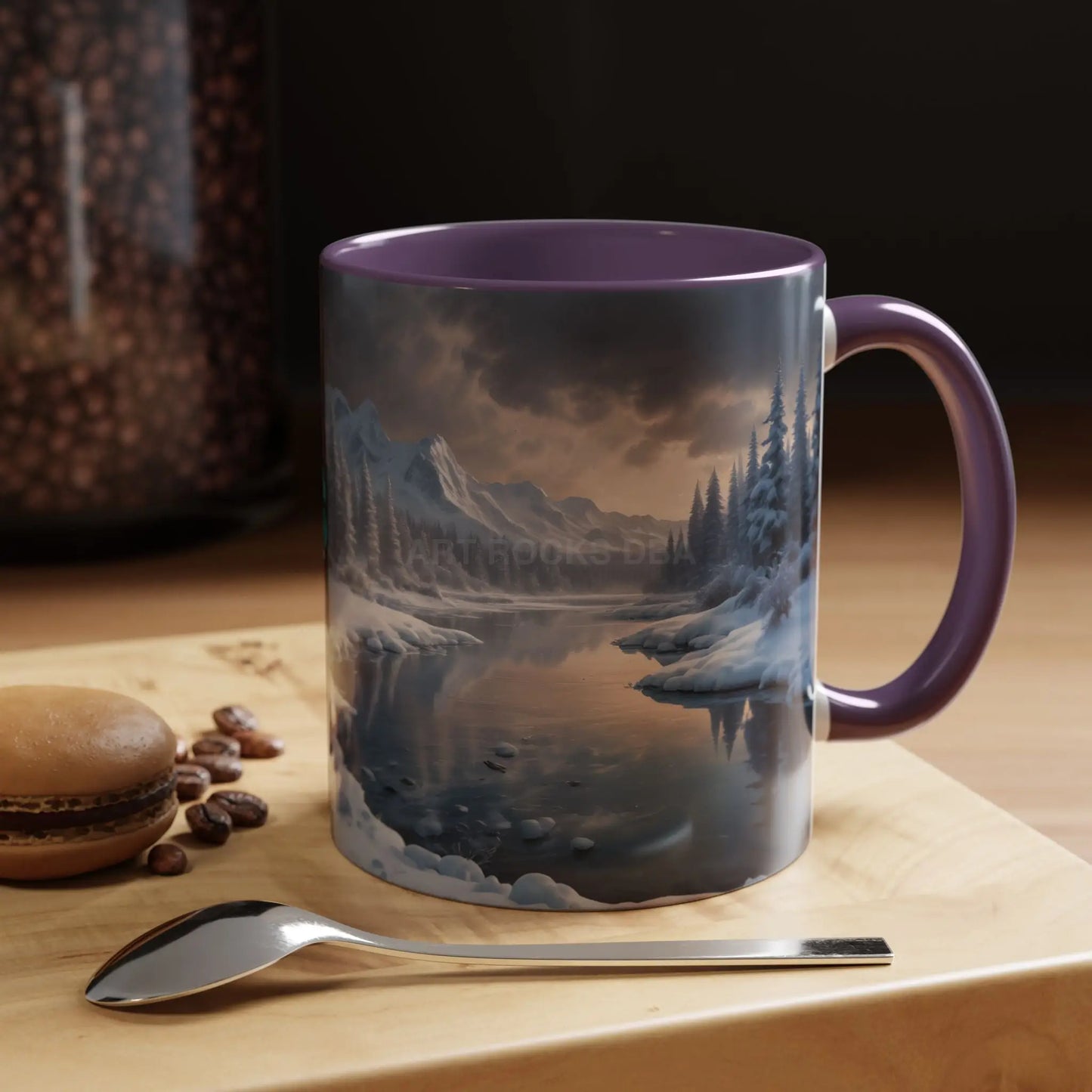 Winter Lake Coffee Mug – Snowy Mountain Landscape Accent Mug - Mug