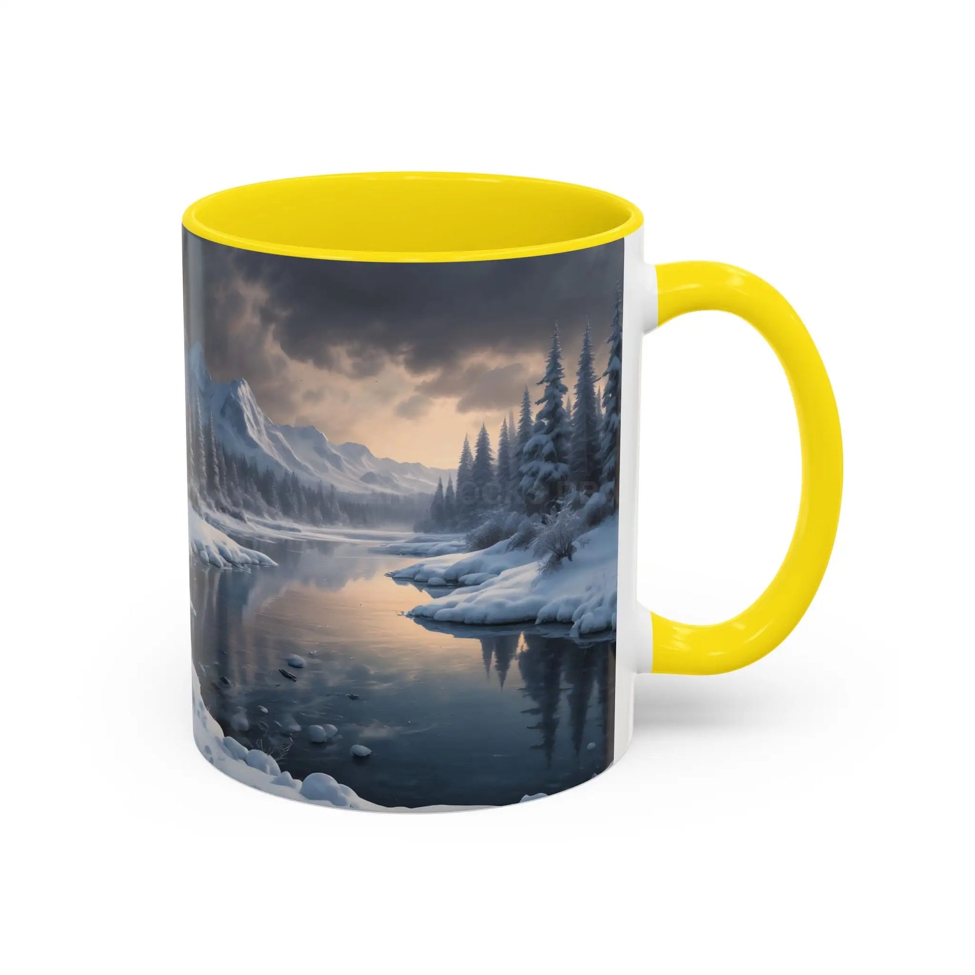 Winter Lake Coffee Mug – Snowy Mountain Landscape Accent Mug - Mug