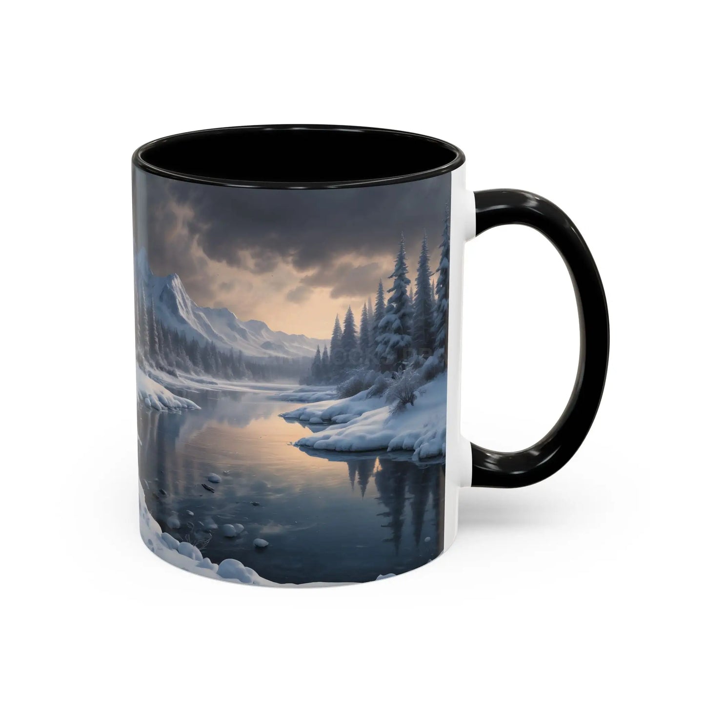 Winter Lake Coffee Mug – Snowy Mountain Landscape Accent Mug - Mug