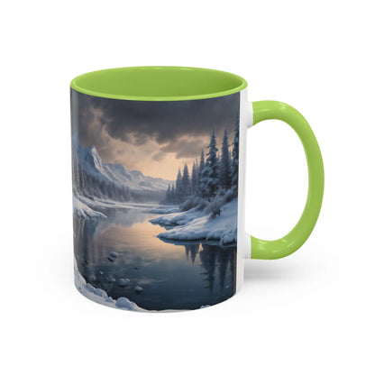 Winter Lake Coffee Mug – Snowy Mountain Landscape Accent Mug - Mug