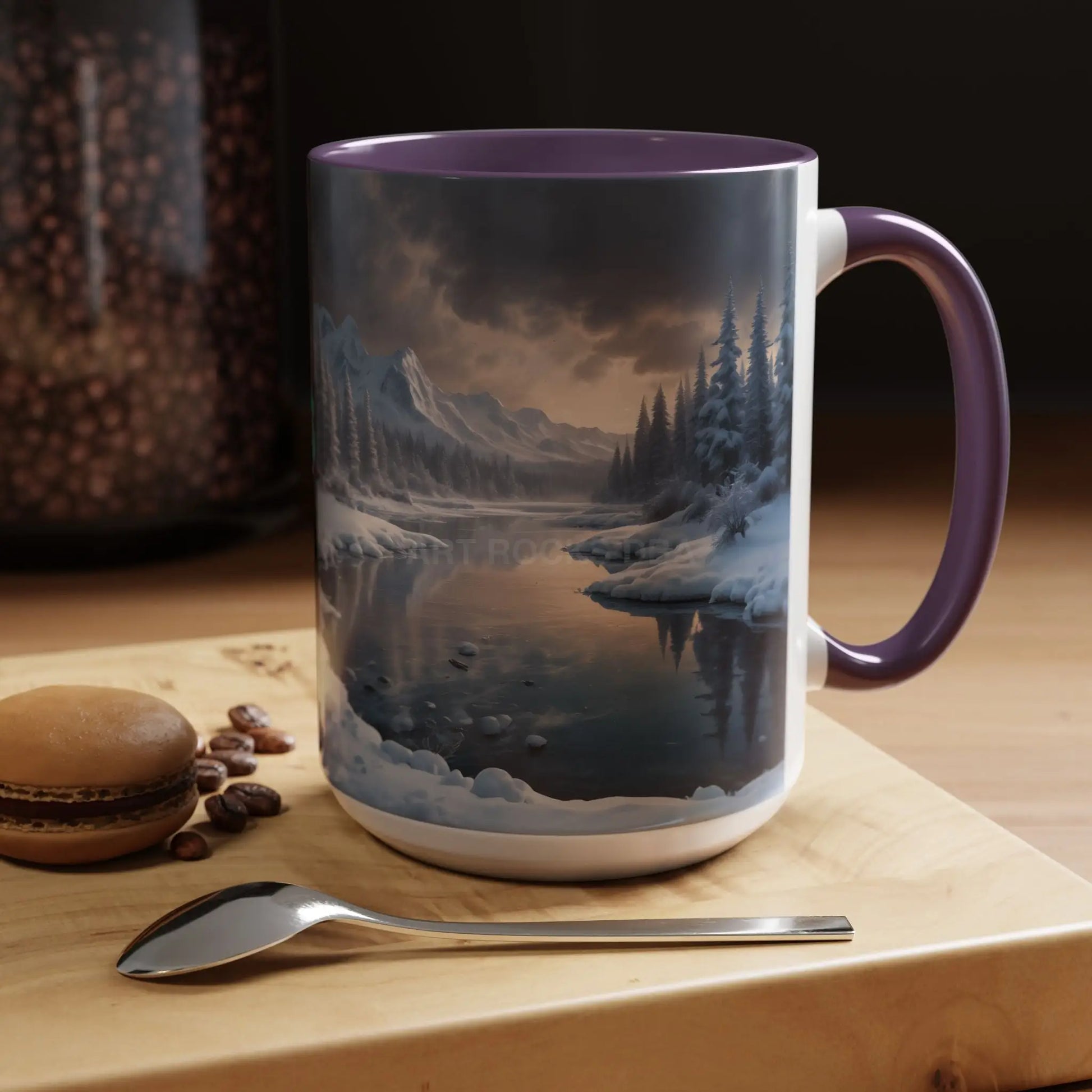 Winter Lake Coffee Mug – Snowy Mountain Landscape Accent Mug - Mug
